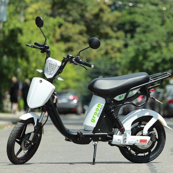 White electric scooter from Green Moto 