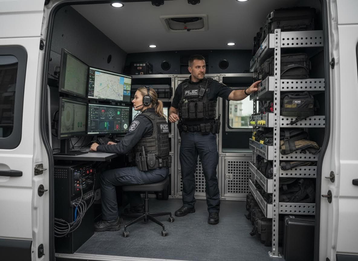 Tactical personnel in mobile command center