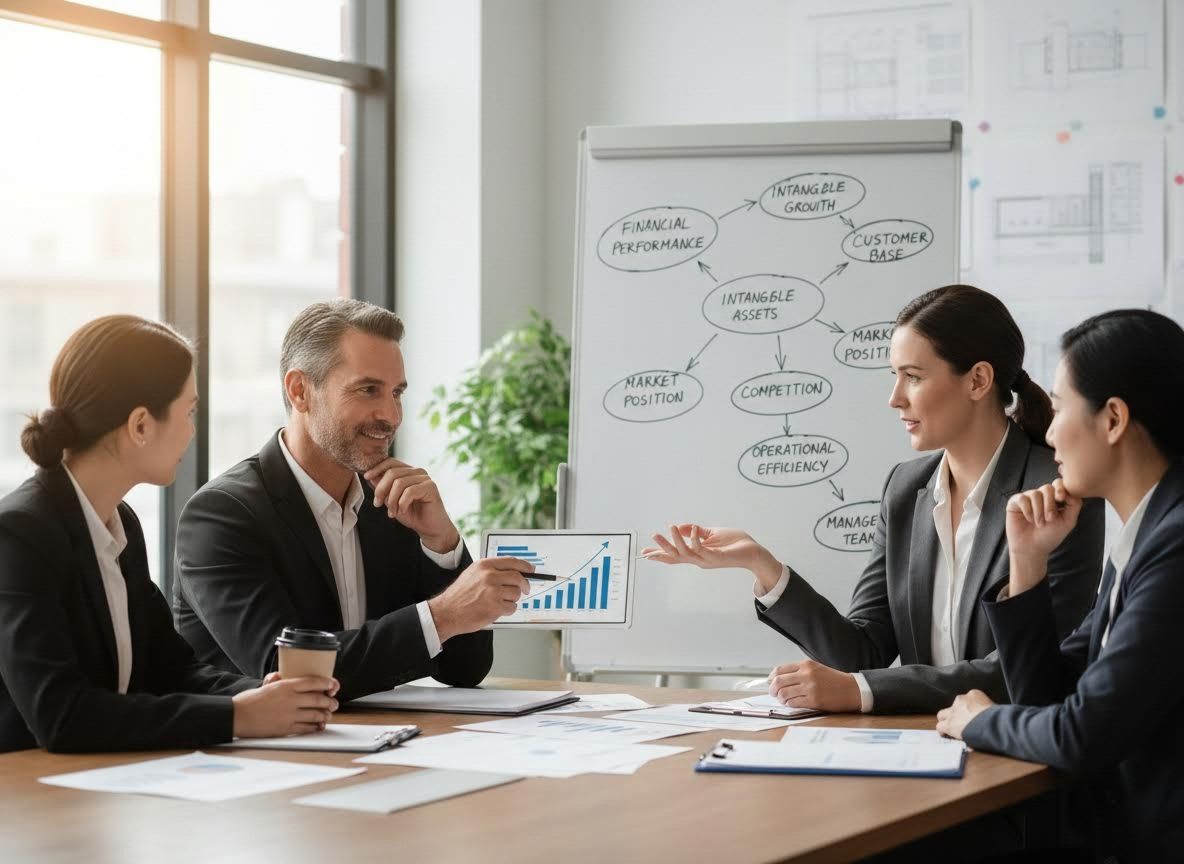 Business professionals discussing financial strategy