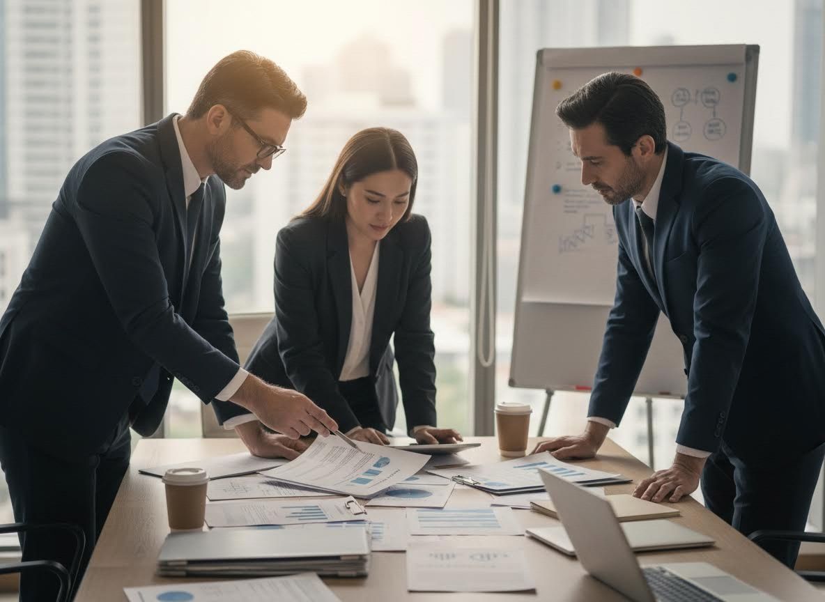 Business Professionals Reviewing Financial Reports