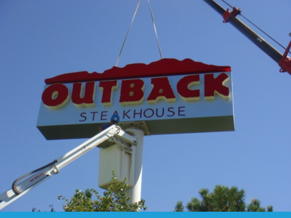Outback Steakhouse sign being installed by CLI Services Outback Steakhouse sign being installed by CLI Services