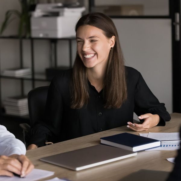 happy productive professional woman