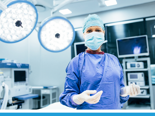 nurse in a surgery room with bright lights