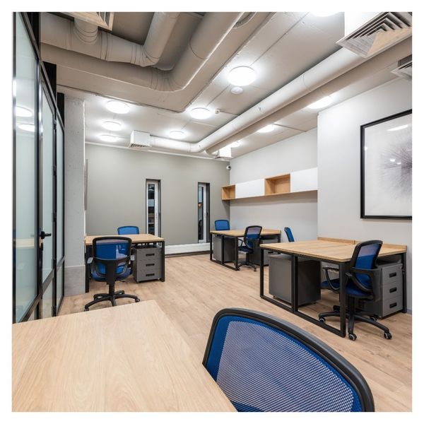 office space with LED lighting