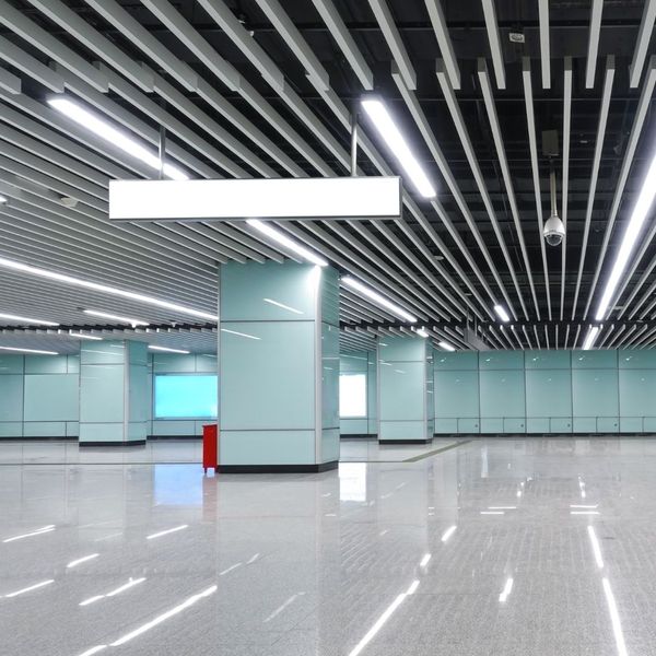 LED commercial lighting in a modern building