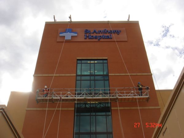 New St Anthony Hospital sign installation