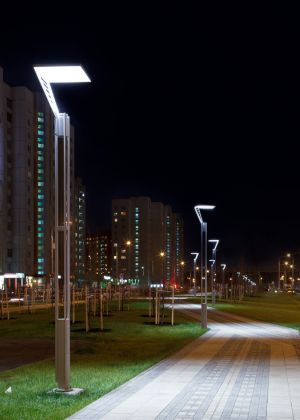 Post lights on a public path