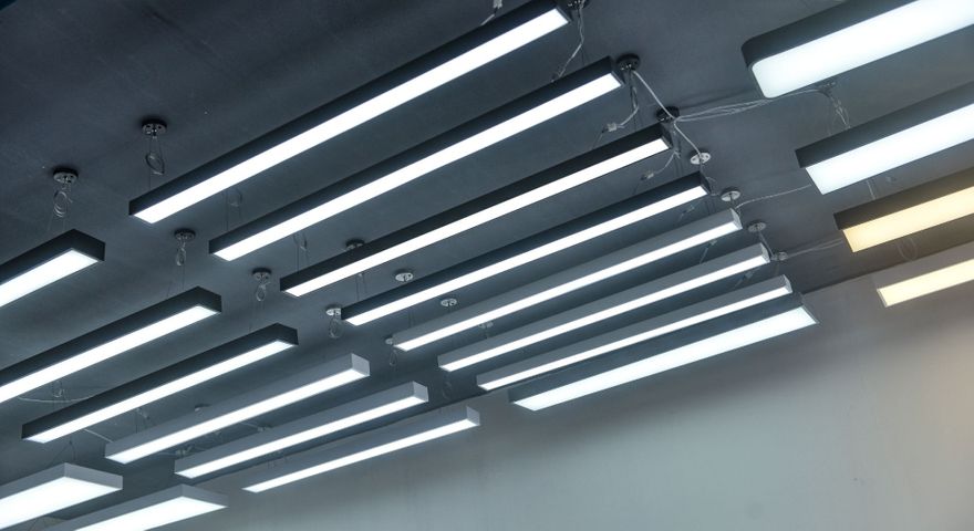 LED commercial lighting in a building