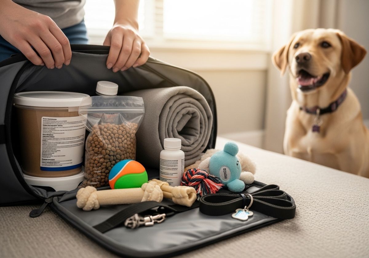 Dog travel bag with supplies