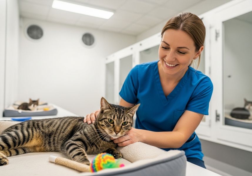 Vet Petting Tabby Cat
