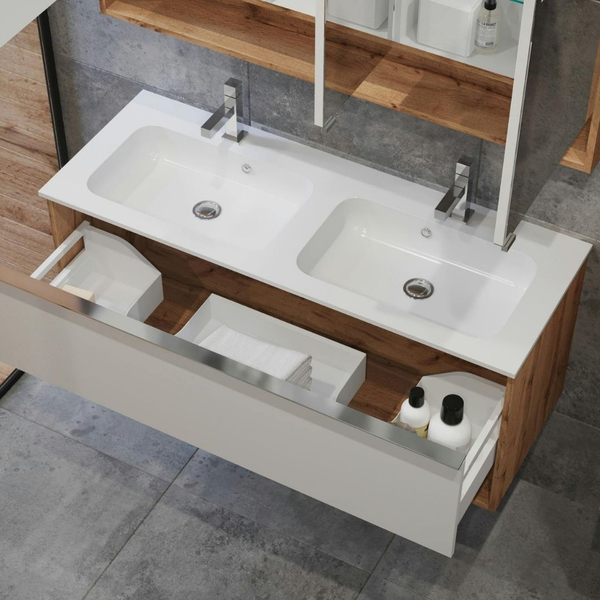modern storage solution under bathroom sink