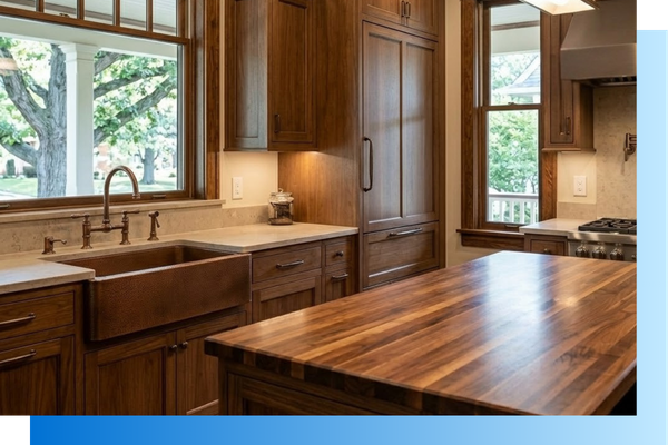 Ktichen with natural wood.