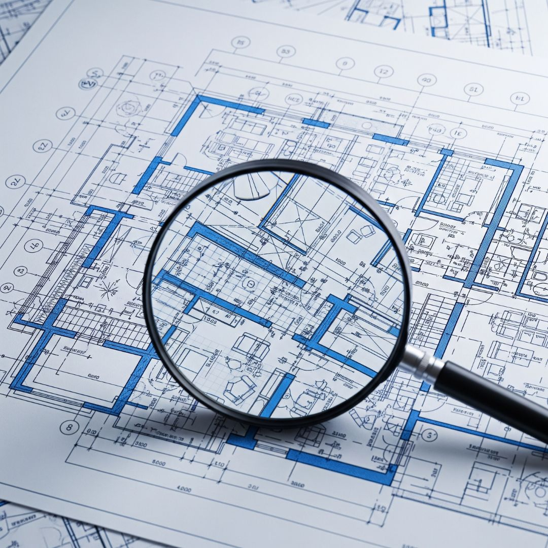 A close-up of a detailed home renovation blueprint