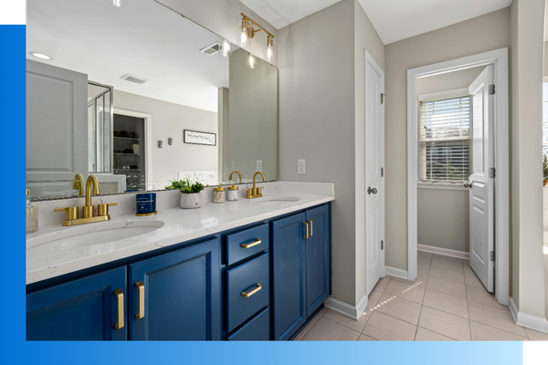 bathroom remodel with gold finishes