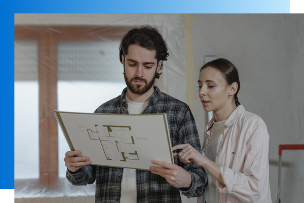 home remodeling contractors looking at plans