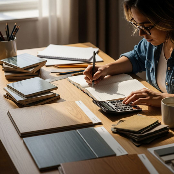 A person creating a detailed budget for a home renovation project