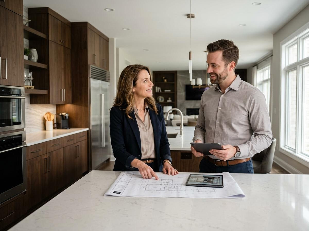 Home design consultation in a modern kitchen