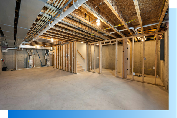 framing of unfinished basement