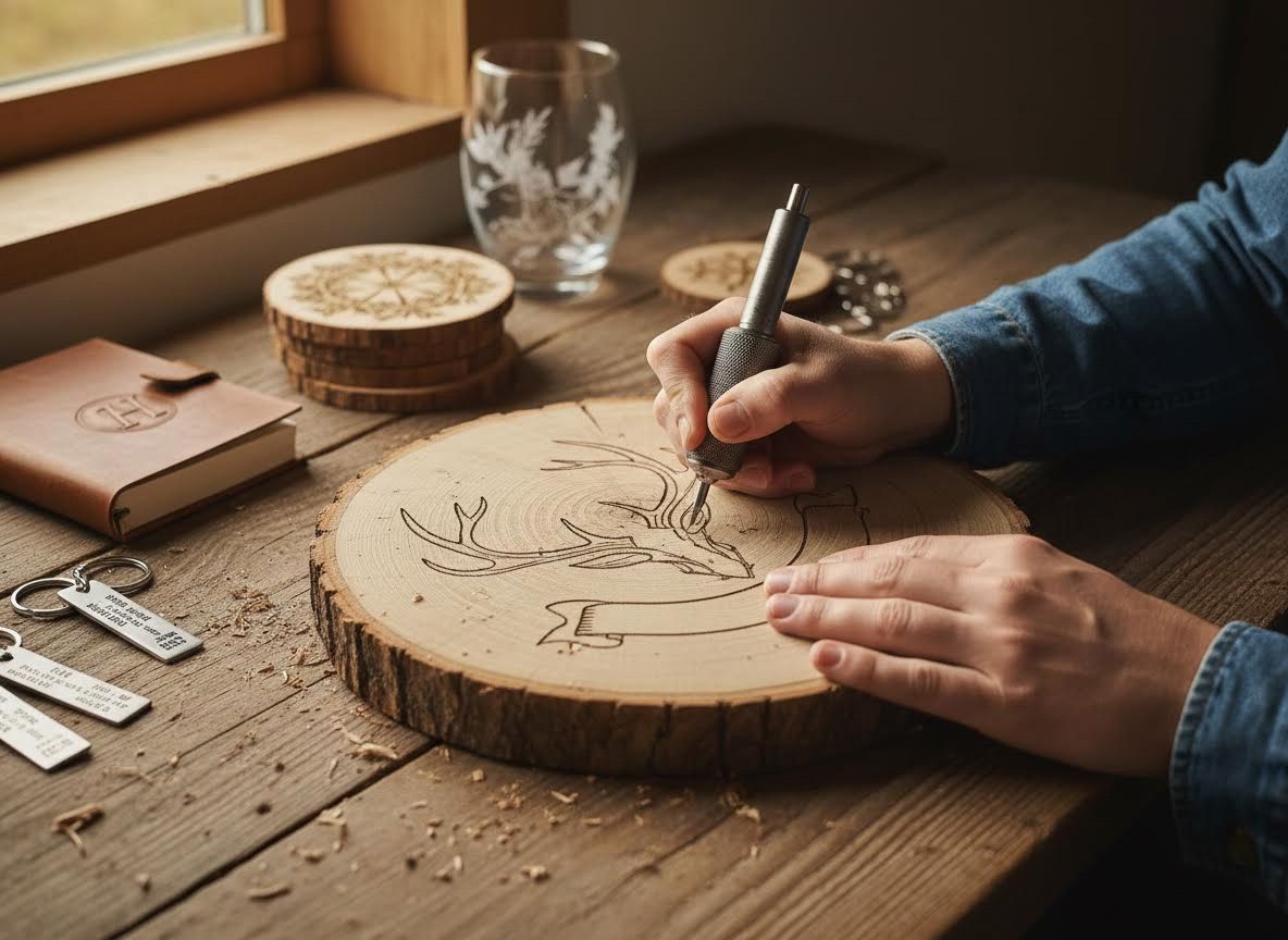 Engraving a Deer Design onto Wood
