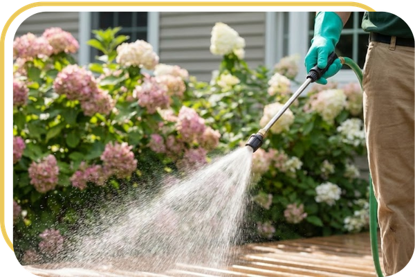 healthy green grass receiving seasonal fertilizer and weed control treatment in Chestnut Ridge