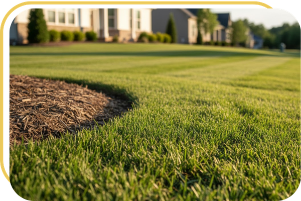 Professional lawn maintenance featuring a clean mower cut and sharp edging on a residential Union City lawn