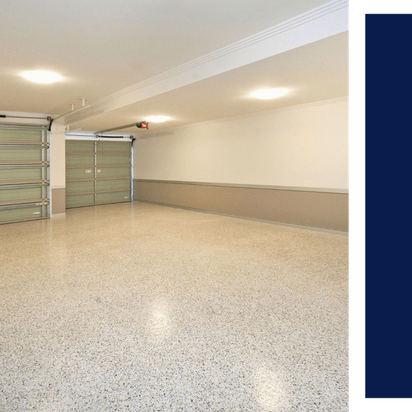 garage with epoxy flooring
