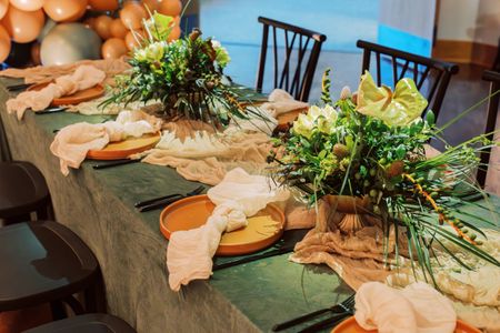 Tropical baby shower decorations at Venue Two Eleven 