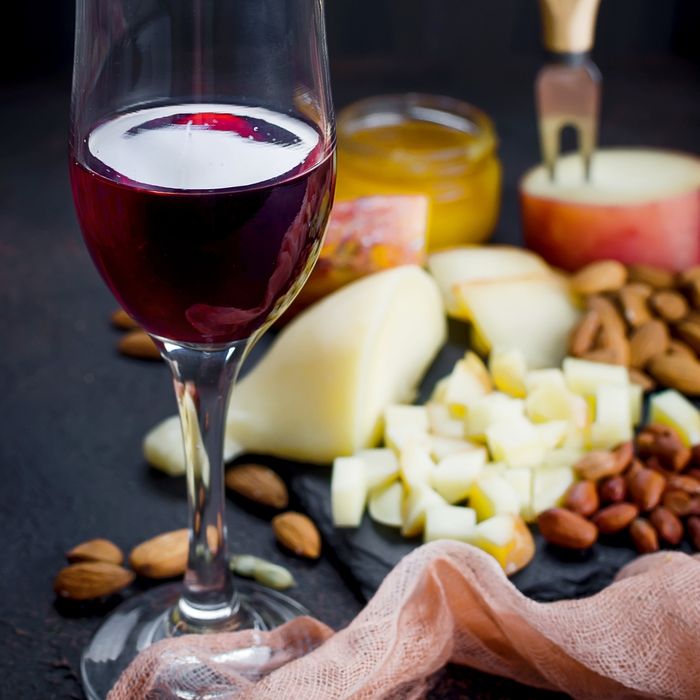 Cabernet Sauvignon with cheese and nut charcuterie board