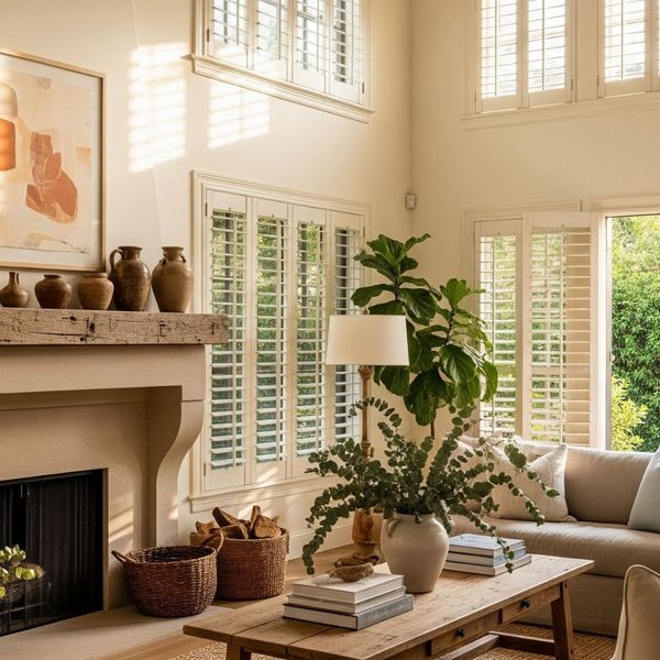 floor to ceiling windows with shutters