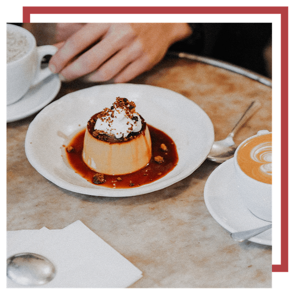 An image of a custard dessert in a round dish