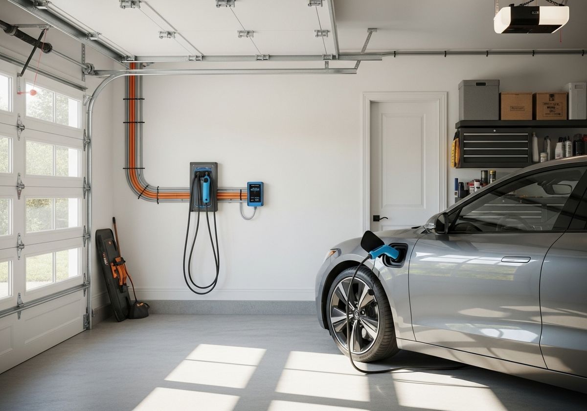 Electric Car Charging in Garage