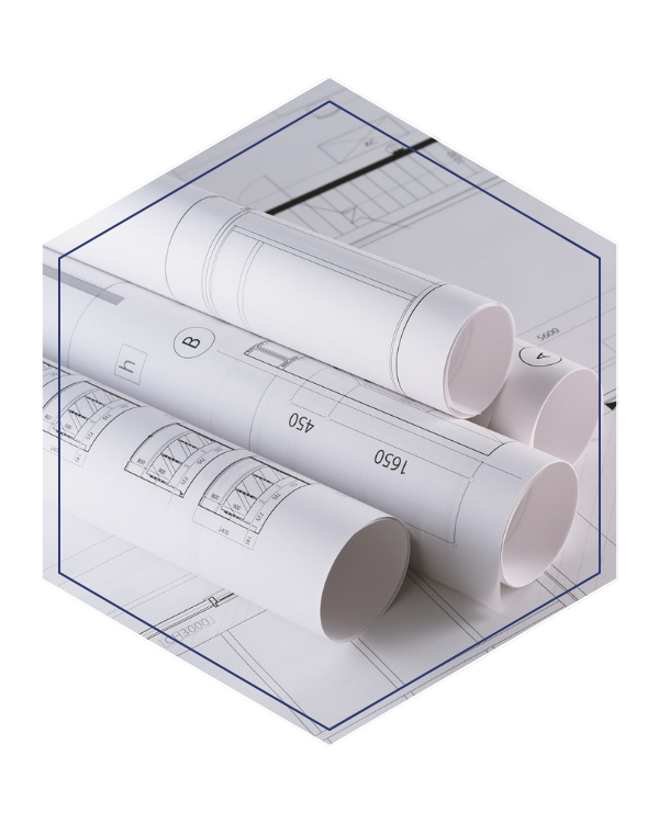 Rolled up blueprints