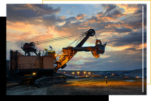Oil & Gas construction machinery lit up at night