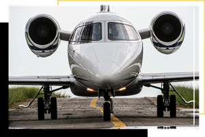 Aerospace front view of airplane