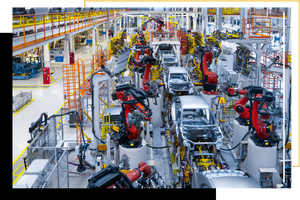 Automotive image of an EV factory