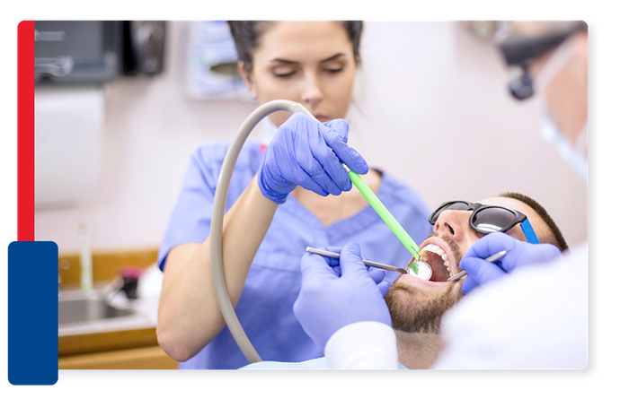 Man getting dental work done