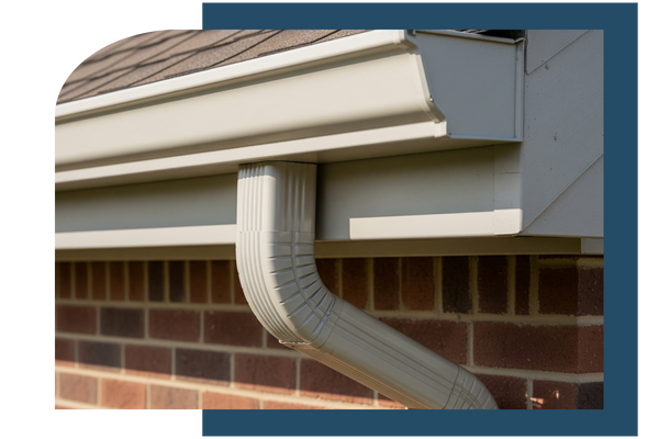 White gutters on a brick house