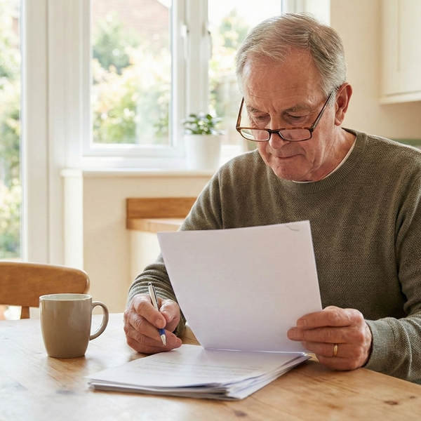 Man reviewing insurance documents