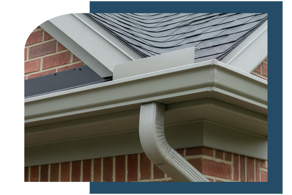 White gutters on a brick home