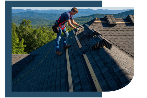 Roofer working on a home project