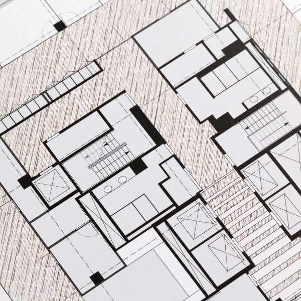 An office layout blueprint