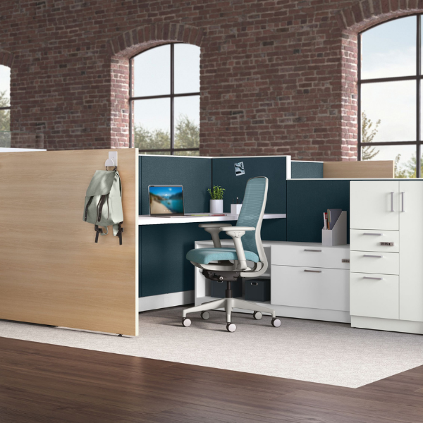 cubical with adjustable sitting desk