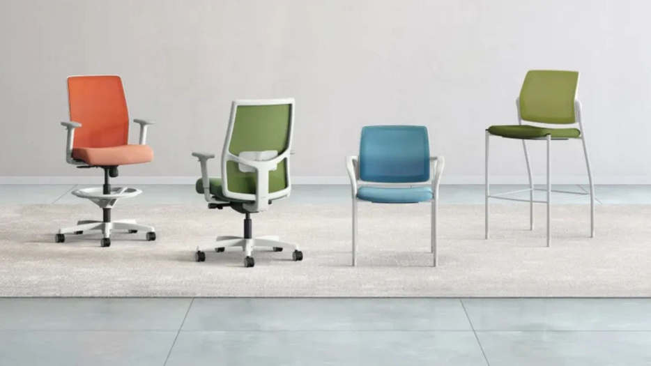 variety of fun colored office seating 