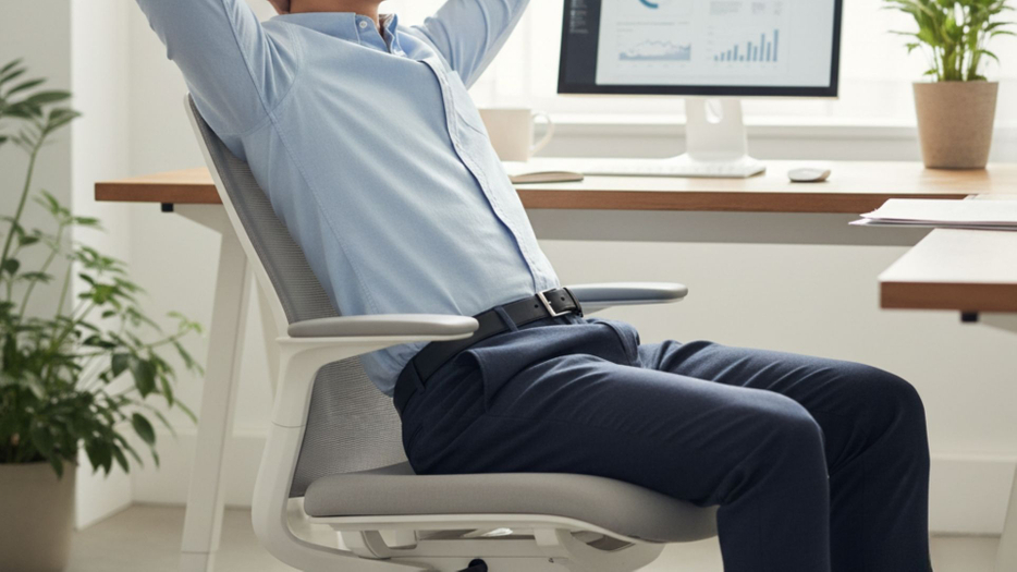 person relaxing in comfortable office chair