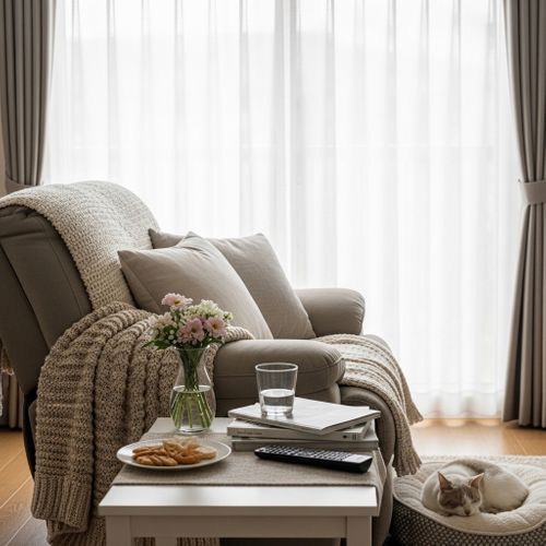 Highlighting a comfortable, post-surgical recovery environment at home.