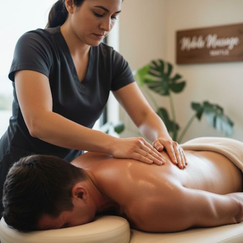 a woman massaging a patient