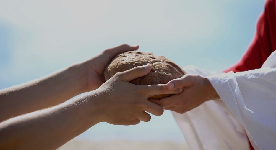 handing out bread