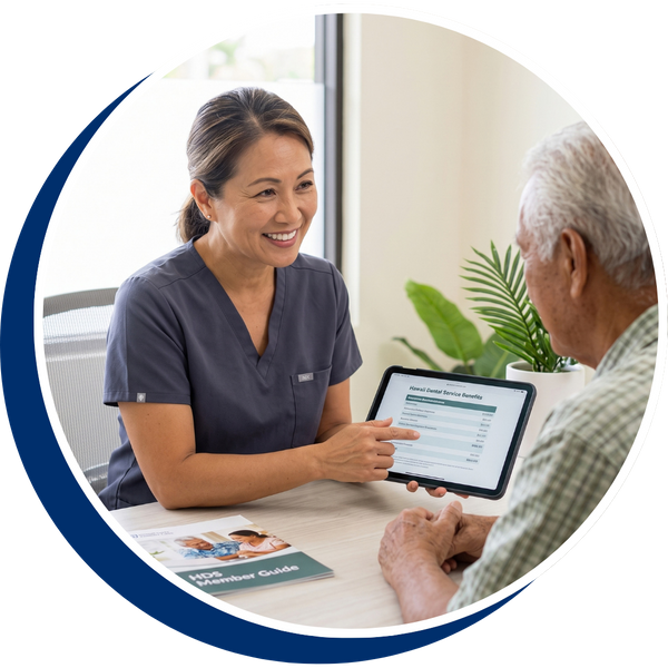 Receptionist working with patient