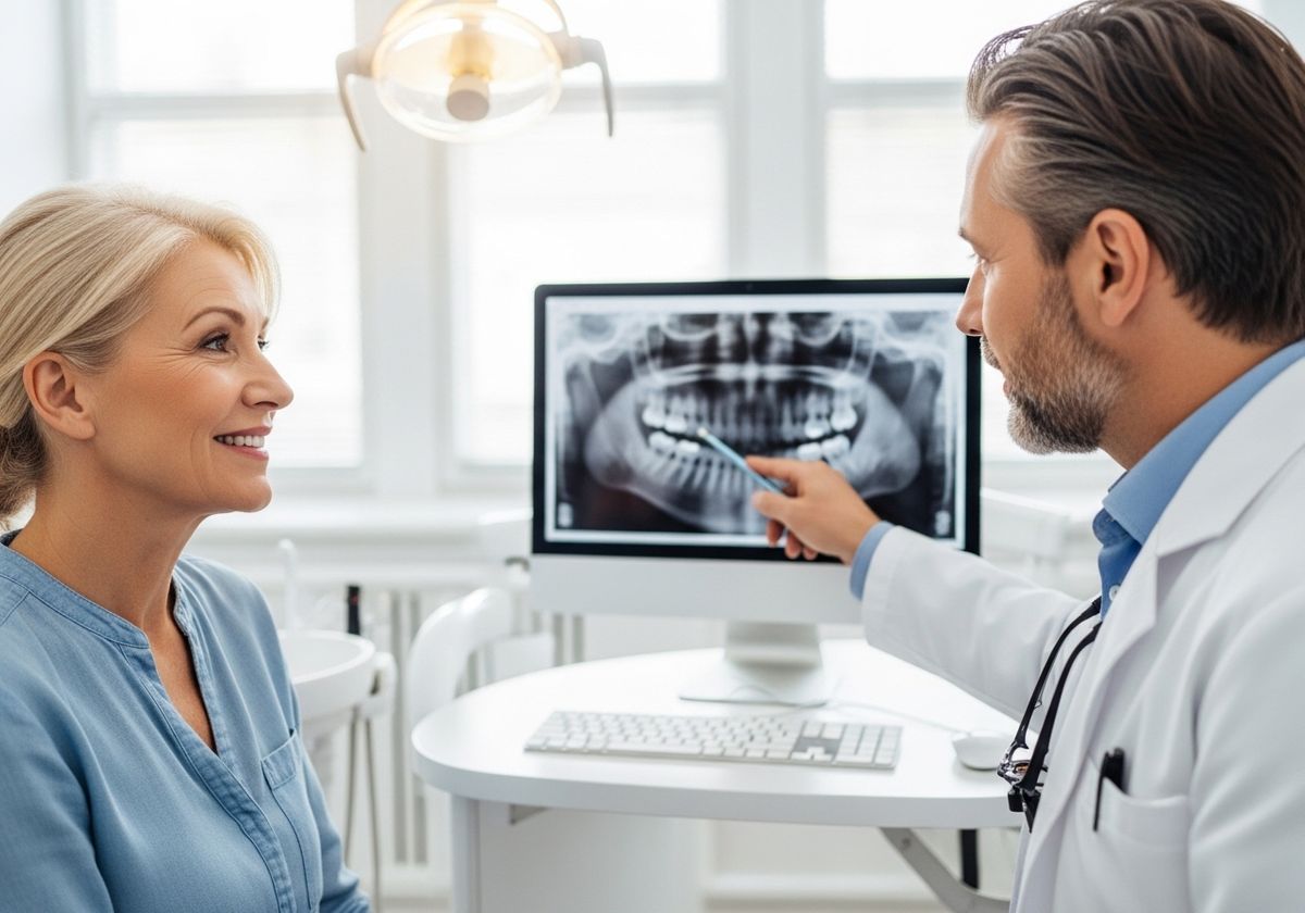 Dentist explaining X-ray to patient