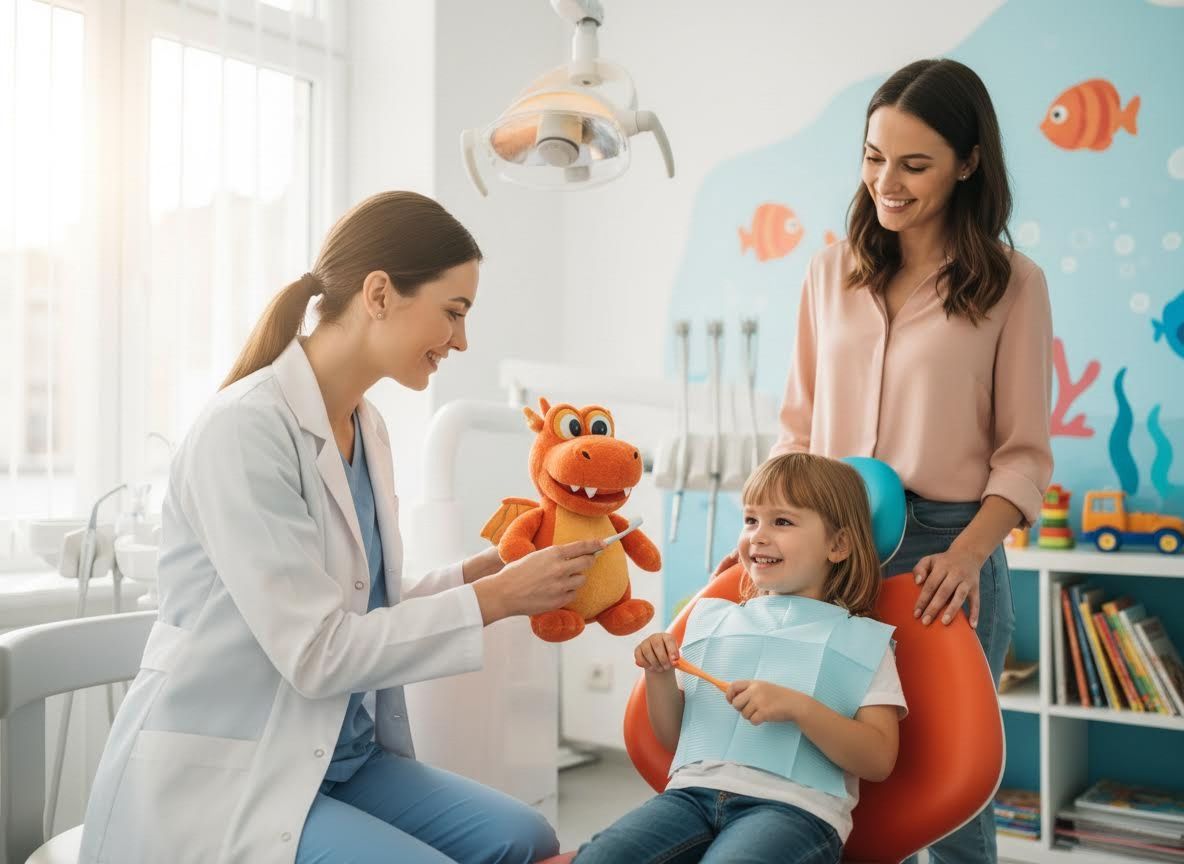 Pediatric Dentist Teaches Child Brushing Techniques